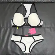 Sass & Bide Lingerie Set NEW Wired Bra & Brief Underwear White Lace Size 14D M L