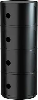 MIUZ Replica Componibili Round Storage Cabinet Bedside Table (Black, 4 Tier)