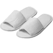 Open Toe Waffle Slip On Slippers White Hotel/Bath/Guest/Home 100 Pairs Bulk