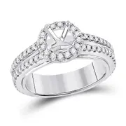 14k White Gold Round Diamond 3/4 Ct Rd Center Bridal Semi-Mount Ring 3/4 Ctw