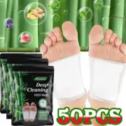 50X Detox Foot Patches Pads Body Toxins Bamboo Feet Slimming Lymphatic Drainage