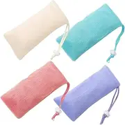 BAZEITFLOW 4pcs Luxury Soap Pouch Bag with Foaming Net Exfoliating Bath Pouch for Bar Soap Portable Shampoo Bar Bag