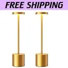 2 Pack Modern Gold LED Cordless Table Lamps - Dimmable, Waterproof, Portable
