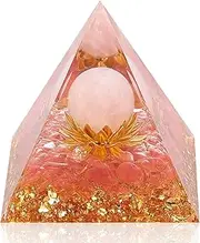 Hopesee Orgone Pyramid Flower of Life Orgonite Rose Quartz Healing Crystal Pyramid Chakra Reiki Positive Energy Generator for Reduce Stress Promote Relationships and Bring Success Spiritual Gift
