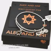 Authentic Alex and Ani Eight Pointed Star Rafaelian Silver Charm Bangle