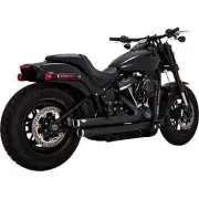 VH Big Shots Staggered Exhaust Muffler System Black Harley Softail Slim 12-17