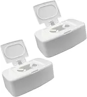 CANIGHT 2pcs Wipes Dispenser Holder Practical Tissue Storage Box for and Bathroom Easy Pull Design with Cover to Keep Wet Wipes Clean