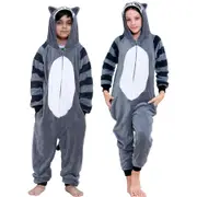 A2Z 4 Kids Girls Boys Raccoon Soft Fleece Kids Sleepsuit Xmas Pyjamas 5-6 Years