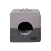 La Doggie Vita Water Resistant Two Tone Cat Cube Charcoal Grey