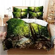 3D Printed Forest Theme Duvet Cover Set Queen Size 228x228cm Cotton Hypoallergenic Bedding with