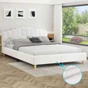ALFORDSON Bed Frame King Size Upholstered Platform Base White Boucle TANIA
