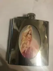 Retro Pink Marabou Barbie Silver Flask - 6 fl. oz. Stainless Steel