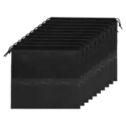 Shoe Bags for Travel, 10Pcs 14" Nonwoven Drawstring Socks Storage Bag (Black)