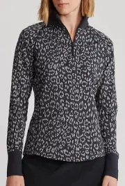 RLX Ralph Lauren Golf Quarter Zip Pullover- NEW-$148 Black Leopard sports Jacket