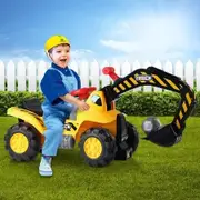 Kids Excavator Ride on Digger Bulldozer Loader Car w/Toy Stones & Safety Helmet