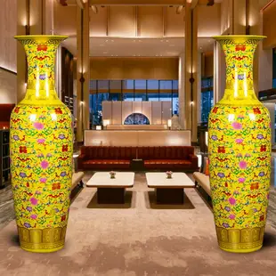 景德鎮陶瓷紅色大花瓶擺件中式客廳電視柜落地裝飾品高檔大號特大