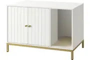 Modern Cat Furniture: Litter Box Enclosure (Simply White and Metallic Gold)