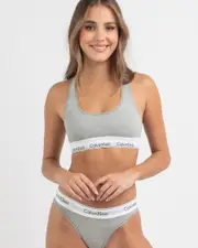 [Calvin Klein] Calvin Klein Women's Cotton Unlined Bralette in Grey Heather Size XS XS Grey Heather