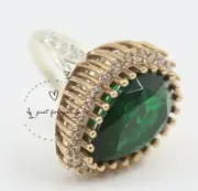 Special Handmade Ottoman Design Emerald 925 Sterling Silver Ring, Antique Ring