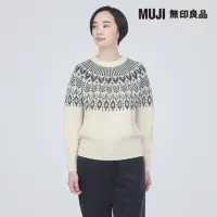 在飛比找momo購物網優惠-【MUJI 無印良品】女美麗諾羊毛緹花織紋圓領針織衫(共2色