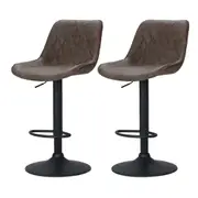 Set of 2 Bar Stools Kitchen Stool Chairs Metal Barstool Dining Chair Brown
