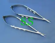 SET OF 2 MCPHERSON VANNAS MICRO SCISSORS 7MM BLADE 4" STRAIGHT + CURVED