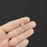 2 Pink Crescent Moon Connector Druzy Gold Tone Resin Charms - K377
