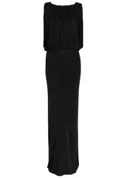 Saint Laurent Ruched Jersey Gown - Black - 12 12