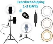 10" Ring Light with 60" Ext Tripod Stand,Flexible Phone Holder & Wireless Remote