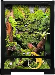 Aluminum with Glass Reptile pet Tank - Easier to See! Reptile Habitat Front Opening Door, Panoramic View, Side mesh Ventilation Airflow, Easy to Assemble (60x45x45cm)
