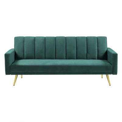 Levede Sofa Bed Convertible Velvet Lounge Recliner Couch Sleeper 3-Seater Green