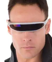 COSTUME SUNGLASSES SPACE INVADER MEN FUTURISTIC CYBORG ANDROID ROBOT MIRROR MEN