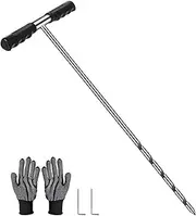 Ground Probe Rod - Septic Tank Locator Tool - 48-Inch Long Ground Probe Rod with with T-Handle Adjustable Rustproof Easy Soil Sampling Probe Tube Sorghum Sampler Silver Silver
