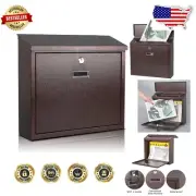 Large Locking Wall-Mounted Mailbox in Bronze - Secure & Stylish Mail Storage