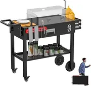 [SafBbcue] Outdoor Grill Table for Blackstone Griddle, Portable Grill Cart for Ninja Woodfire Pizza Oven Stand and more 17" or 22" Tabletop Grill, Collapsible BBQ Prep Cart on Wheels for Outdoor Camping