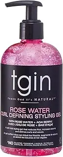 tgin Rose Water Defining Styling Gel for Natural hair - Curls - Waves - Low porosity hair - Fine hair 13OZ