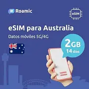 Roamic eSIM Australia for Travellers - eSIM for Australia - Mobile Data Volume in 5G/4G and High Speed Connection (2GB - 14 Days)