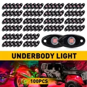 100x Red LED Rock Lights Offroad Music Wireless Underglow Neon Bluetooth Light (for: Honda Civic)