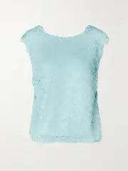 [Dries Van Noten] Dries Van Noten - Sequined Cotton Top - Light blue - FR 40 FR 40 Blue