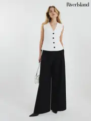 River Island White Button Front Waistcoat (F66322) | $43