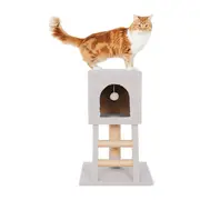 All Day Cube Hide W Ladder Cat Scratch Grey 40x40x62cm