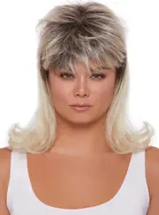 Rooted Blonde Mullet Unisex Adults Costume Wig