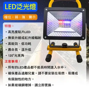 「永固電池」W805 LED照明 充電式 工作燈 50W 戶外 工地照明 露營 三洋18650電池、充電器一組