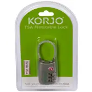 NEW Korjo TSA Flexicable Combination Lock Silver