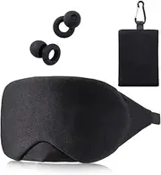 Earplugs+Eye Mask, Flexible Silicone Earplugs, Noise Reduction, M/L-6 Earplug Head - Black; Eye Mask, Pure Cotton Eye Mask Is Soft and Comfortable, Improving Sleep Quality; Travel and Office are Convenient to Carry.