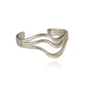 Culturesse Selene Artisan Adjustable Rhodium Plating Sterling Silver Open Ring