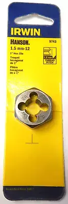 Irwin Hanson 9743 12mm x 1.50 HCS 1" Hexagon Metric Die USA