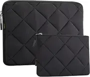 LANDICI Puffy Laptop Sleeve Case 13 13.3 Inch for MacBook Air 13 M1/M2, MacBook Pro 13, Surface Pro 9/8/7, Ipad Pro 12.9, 11.6-12” Chromebook, Computer Cover Bag with Accessories Pouch, Black