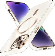 YSLBWLE for iPhone 13 Mini Case,[Compatible with Magnetic],[10 FT Military Grade Drop Protection][Anti Yellowing] Slim Soft TPU Luxury Protective Phone Case for 13 Mini-White 8-IP13mini-02