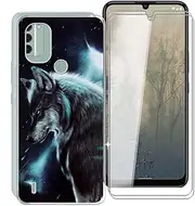 [KJYF] Transparent Mobile Phone Case Bumper TPU Cover + 2 Pieces Tempered Glass Film for Nokia C31, Glass Protective Film + Soft Silicone Case for Nokia C31 (6.75 Inches) - Lonely